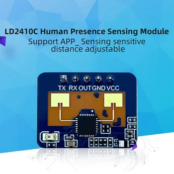 LD2410C 24GHZ Humano Presença do Sensor de Movimento do Suporte de Módulo Bluetooth Compatível com o APP Sensível Radar Módulo FMCW Modulação de DIY