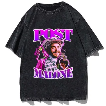 Homens Mulheres T-Shirt Vintage anos 80, Pós Malone Bootleg Merch Novidade Algodão Hip Hop de Manga Curta T-Shirt de Verão volta do Decote Roupa