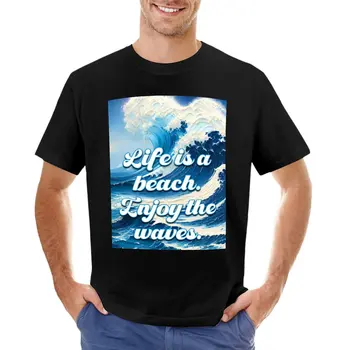 A vida é uma praia. Motivacional oceano frase. T-Shirt tees de roupas vintage de mens t-shirts pack