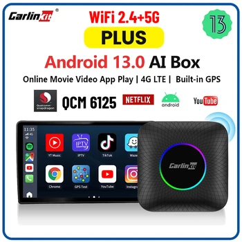 CarlinKit AI uma Caixa de TV sem Fios Carplay Android 13.0 Auto wi-Fi de 2,4+5G Caixa 8+128 GB/4+64GB QCM 8-Core 6125 CPU Built-in GPS Glonass