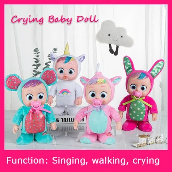 Crianças Brinquedo Simulado Boneca Pode Chorar Pé Cantar Elétrica Boneca Com Chupeta Garrafa De Lágrima, A Música De Crianças Bonito Presente De Aniversário Para O Bebê