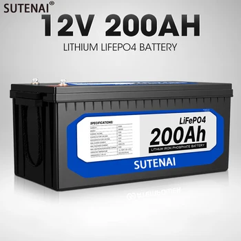 12V 200Ah LiFePO4 Bateria Built-in BMS de Lítio de Fosfato de Ferro de Célula Para RV Campistas Carrinho de Golfe Off-Road Fora-Grade Solar Com Carregador