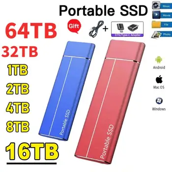 Drive SSD 64TB HDD 2.5 Disco Rígido de Alta velocidade, Unidade de Estado Sólido 32TB 16TB 8TB 4/2TB de HD SATA Disco Rígido Interno Unidade de disco para Portátil