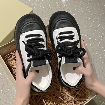 Damyuan Novo Tênis Para Mulheres De Plataforma Sapatos Casuais Rendas Até Sapatos Respirável Senhoras De Couro Sapatos Femininos Flats Zapatos Hombe