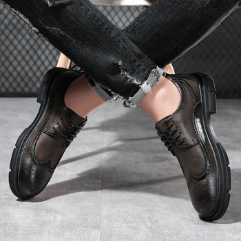 2023 Britânico Casual Único Sapatos de Couro, Sapatos Formais, Sapatos Novos Homens Sapatos de Couro de couro de Couro Sapatos de Homens Confortável de Baixo-cima