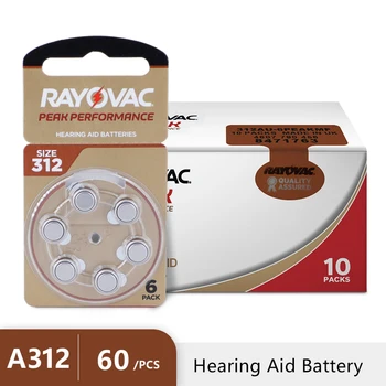 Pilhas para aparelhos auditivos 60PCS / 10 Cartões RAYOVAC PICO 1.45 V 312 312A A312 PR41 Bateria de Zinco-Ar Para BTE CIC RIC OE auxiliares de Audição