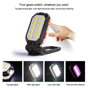 ESPIGA de Luz Recarregável USB Portátil Lâmpadas LED Multifuncional Impermeável ao ar livre Lanterna de Campismo Magnéticos Fortes Lanterna