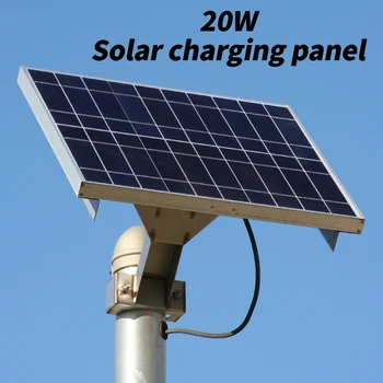 Painel Solar Carregador Impermeável 20W 5V 1600MA Solar Exterior de Painéis Tipo-C de Saída Leve para conexão sem Fio ao ar livre Câmera de Segurança