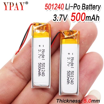 3,7 V 500mAh 501240 Bateria Li-Bateria Recarregável de Polímero de 501240 Li Po Células de Lítio Para o GPS, Bluetooth, Fone de ouvido MP3 MP4 051240