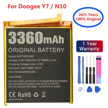 2023 anos 100% Bateria Original Para DOOGEE N10 Y7 Bateria BAT18763360 3360mAh de Alta Qualidade Substituição da Bateria Batterie + Ferramentas