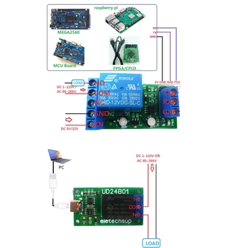 DC 5V 12V-TIPO C USB TTL232 Módulo de Relé de PC UART Porta Serial Mudar para o Arduino para UNO MEGA Raspberry PI
