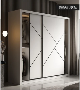 Quarto sólido de madeira multi-camada do painel, porta deslizante do guarda-roupa moderno, simples Nórdicos branco ecológica do painel, porta deslizante do armário
