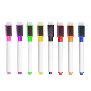 8pcs Coloridos Marcadores Magnéticos Magnéticos de Cap e Borracha Cores Sortidas material Escolar das Crianças Caneta de Desenho Perfeito para
