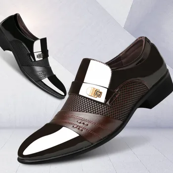WTEMPO Deslizar sobre Homens Vestido de Couro Sapatos de Homens Oxfords de Negócios de Moda do Vestido de Homens Sapatos de Couro Clássico Ternos masculinos Sapatos Homem, Sapatos de