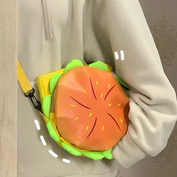 Impermeável Saco do Mensageiro do Grande Capacidade de Sacos de Ombro para as Mulheres Bonito Moda desenho animado Japonês Hamburger PU Couro Bolsa Bolsa