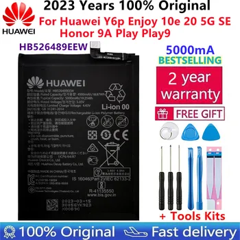 100% Original Novo 5000mAh HB526489EEW Bateria do Telefone Para Huawei Y6p Desfrutar de 10e 20 5G SE Honra 9A Jogar Play9A+Kits de Ferramentas
