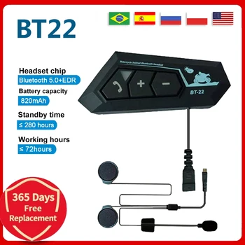 BT22 de Capacetes para motociclistas Fone de ouvido Fone de ouvido Bluetooth 5.0 sem Fio Motocicleta mãos livres Estéreo de Fone de ouvido MP3 alto-Falante Impermeável