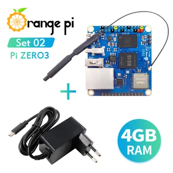 Laranja Pi Zero 3 4GB+5V3A-Tipo C Fonte de Alimentação, Laranja Pi Zero3 DDR4 Allwinner H618 wi-Fi+BT BLE Mini PC SBC Computador de Placa Única