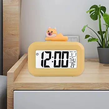 Relógio despertador Hora Data Display de Temperatura Digital, Relógio com Tela de LCD de 8 Diferentes Toque de Quartos, Viagens de Relógio Despertador para o Quarto