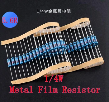 (100pcs) 5R6 5.6 R ohm 1/4W de resistores de Filme de Metal 5R6 5.6 R ohm 0,25 W 1% de ROHS