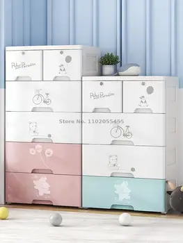 Espessamento dos desenhos animados armário de armazenamento bebê roupeiro bebê brinquedos para crianças de classificação caixa de plástico gaveta de roupas armário