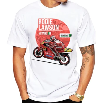 Eddie Lawson - 1991 GP de Misano T-Shirt de Verão, Homens de Manga Curta GS Esporte de Aventura Casual Branco Tops Legeng Motociclista Tees