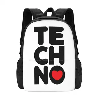 Techno Tower Música Citação Escola Sacos De Viagem Backpack Do Laptop Tipografia Dj Rave Hardstyle Trance, Techno E Casa Da Música Electro