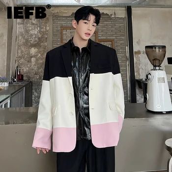 IEFB Elegantes Ternos Para Homens de Personalidade Colorida Emendados Bonito Único Breasted Blazers coreano de Luxo Chic Vestuário Masculino 9C1868