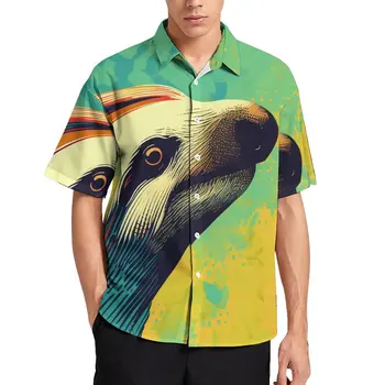 Preguiça Blusas Homens Multicoloridas 70 Camisas Casuais Havaiano Mangas Curtas Gráfico de Moda Oversized Praia Camisa de Presente
