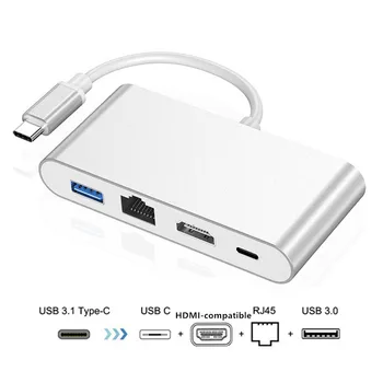 Tipo C para compatível com HDMI 4K Gigabit Ethernet Lan RJ45 USB C PD USB 3.0 Adaptador OTG Hub para MacBook Samsung S8/S9 Dex Huawei