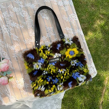 Totes Bags para as Mulheres 2023 Novo de Luxo, Bolsas de grife Fofo e Colorido Floral Impressão de Grande Capacidade Sacos de Ombro