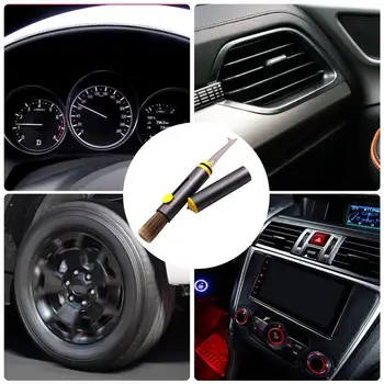 Detalhando Carro Escova Ultra Macio Portátil Auto Interior Pincel Zero Roda Livre De Limpeza Multifuncional Pincéis Para Pneu De Ventilação De Ar