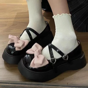 Mary Janes Lolita Sapatos para as Mulheres Góticas de Bombas Médio Calcanhar Saltos Plataforma Kawaii Moda do Dedo do pé Redondo Meninas da Escola Frete Grátis