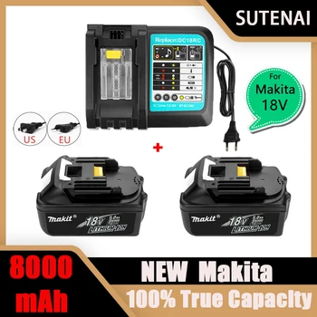 100% Original Makita 18V 8000MAh Recarregável Power Tools Makita Bateria Li-ion de Substituição LXT BL1860B BL1860 BL1850