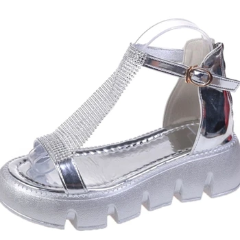 Verão Novo Zíper da Mulher Romana Sapatos de Strass, Dedo Aberto Alta Superior de Design de Mulheres Sandálias de Moda Casual Sola Grossa Praia de Sapatos