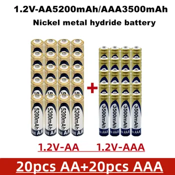Aa+aaa, 1,2 V bateria recarregável, 5200 MAH /3500mah,feitas de níquel-hidreto metálico,adequado para brinquedos,relógios,etc., vendido em pacotes