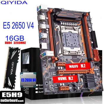 QIYIDA X99 Conjunto de placa-Mãe LGA 2011-3 Kit Xeon E5 2650 V4 CPU Com Processador de 16GB DDR4 ECC RAM de Memória SSD NVME M. 2