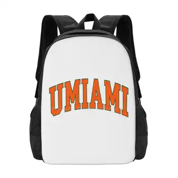 Umiami-Varsity Fonte Curva Saco Mochila Para Homens, Mulheres, Meninas, Adolescentes Umiami Universidade De Miami U Miami Scollegestuff