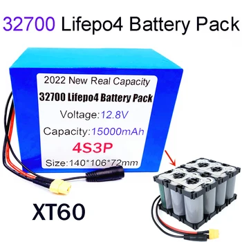 100%Novo 32700 Lifepo4 Bateria 4S3P DE 12,8 V 15Ah 4S 40A 100A Equilibrada BMS para Barco Elétrico e Ininterrupta Fonte de Alimentação 12V
