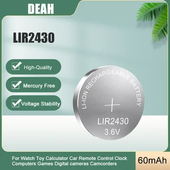 2-10PCS LIR2430 3,6 V Bateria de Lítio Recarregável Para o Carro Remoto Chave de Luz LED Relógio da Câmara Substituir DL2430 CR2430 Bateria Botão