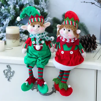 Natal, Vermelho, Verde, Tecido Longas Pernas Da Boneca Fada Artesanal Gnome Boneca Duende Decorações De Ano Novo, Presentes De Natal Decoração Navidad