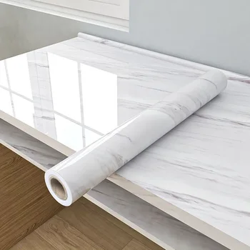 Mármore branco, Cozinha, Casa de Descascar e ficar de papel de Parede Para CounterTable Balcão de Banheiro em PVC Impermeável Auto-Adesivo Papel de Contacto