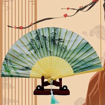 Artesanal Retro Chinês Pastoral De Bambu Leques De Seda Japonês Mão Fã Festa De Casamento De Dança, Artesanato, Decoração Home
