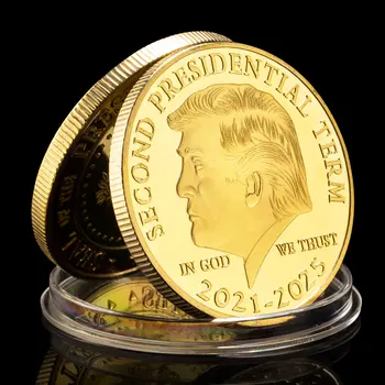 Segundo Mandato Presidencial(2021-2025) Donald Trump Colecionáveis De Ouro E Prata Banhado A Moeda A Moeda Da Lembrança Moeda Comemorativa