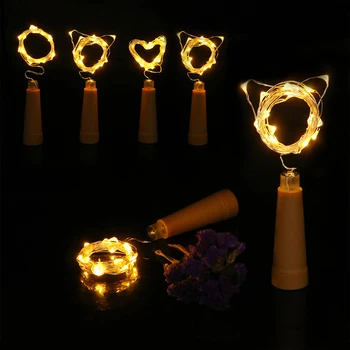 6 Pedaços De Garrafas De Vinho, Luz Da Corda Do Casamento De Cortiça Lâmpada De Iluminação De Ambientes