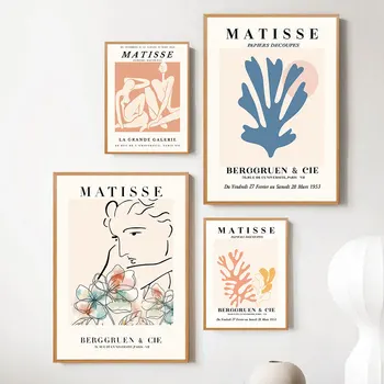 Matisse Abstrato Arte De Parede Impressão De Cartaz De Coral Flor Estética Tela De Pintura De Imagens Para A Sala De Interiores A Decoração Home
