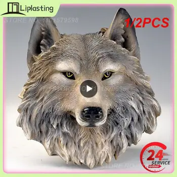1/2PCS Nova Resina de Simulação de Figuras de Animais de Parede de Cabeça de Lobo Status de Leão Figura Decor Barra de Murais, Esculturas, Ornamentos Casa