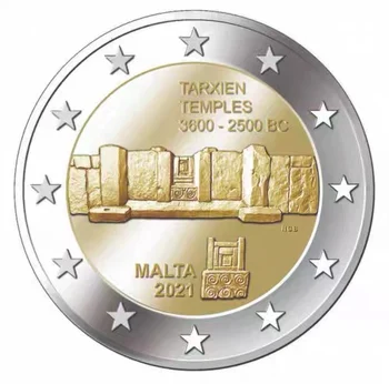 Malta 2021 Táxi Templo Moeda Comemorativa de 2 Euros UNC 100% Original