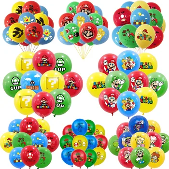 12PCS Super Mario Bros Balão Conjunto Kawaii Anime Figura de Balões Crianças Felizes Festa de Aniversário, Decoração de Fornecimento de Brinquedos Presentes