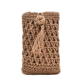 Feminino Vintage Palha, Corda, tecidos à Mão Crossbody Saco do Telefone de Férias Mini Bolsa